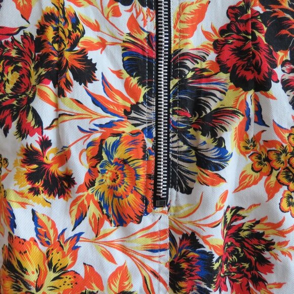 MSGM MILANO Bright Floral Denim Shift Mini Dress Maximalist Abstract Summer - Picture 15 of 16